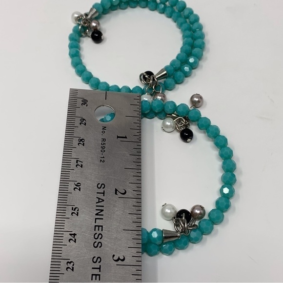 Two Spiral Turquoise Beaded Bracelets - Picture 2 of 6